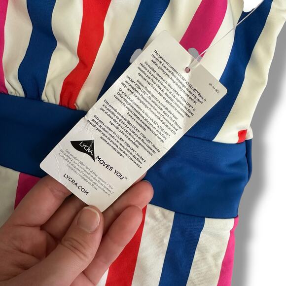 Lands’ End Stripe Tankini Top Size 16 – LYCRA® Xtra Life Supportive Swimwear - Picture 6 of 9